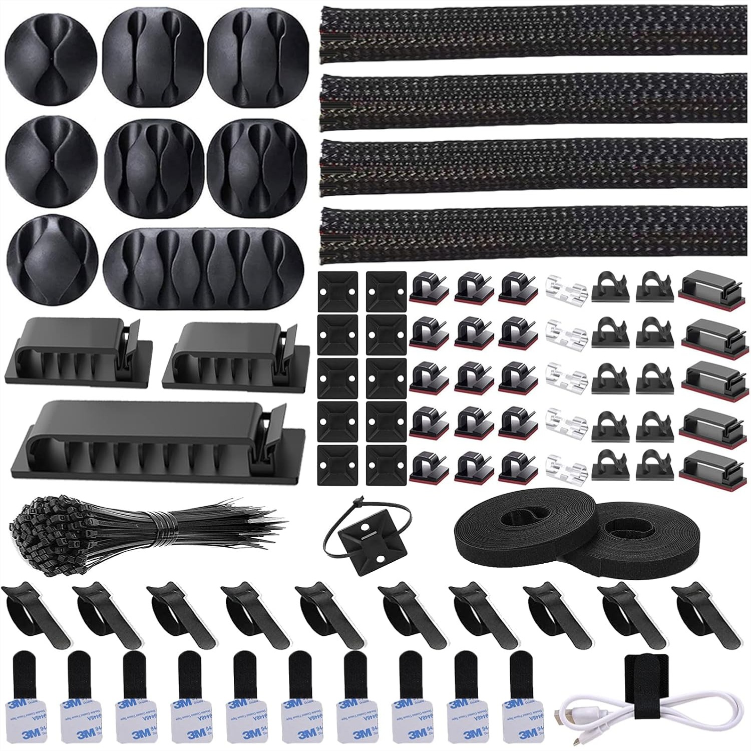 Desk Cable Clip - 192 Pcs Cable Management Kit With