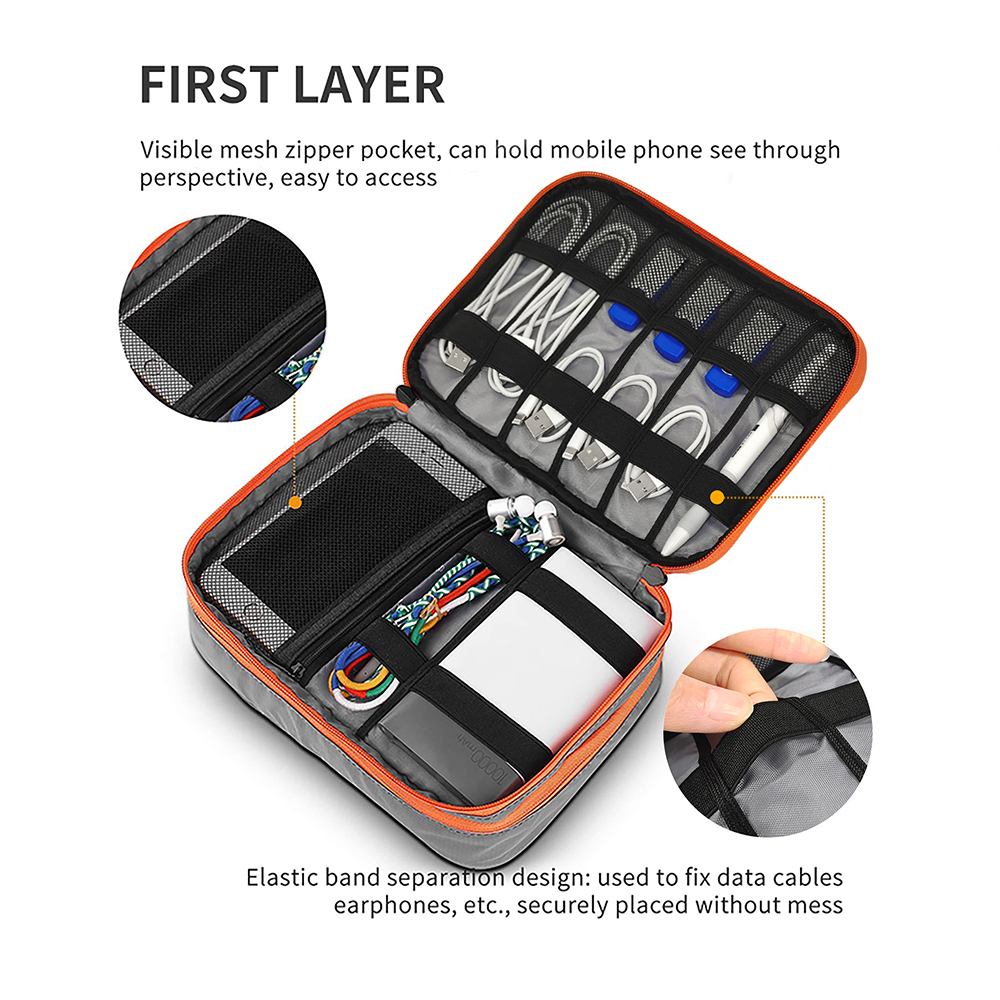 Multi-Compartment Portable Ele - đánh giá và giá Tech Accessories Travel Organizer Pouch