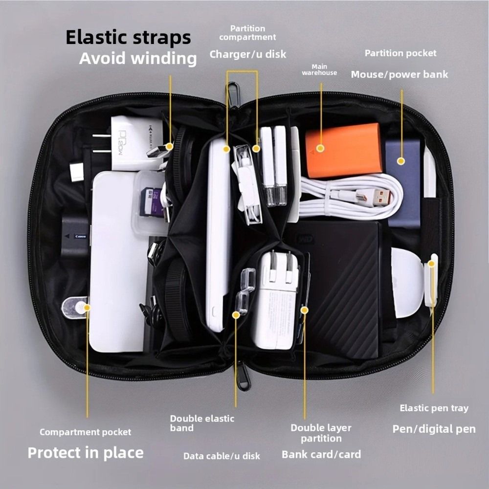 Portable Data Cable Storage Ba - đánh giá và giá Tech Accessories Travel Organizer Pouch