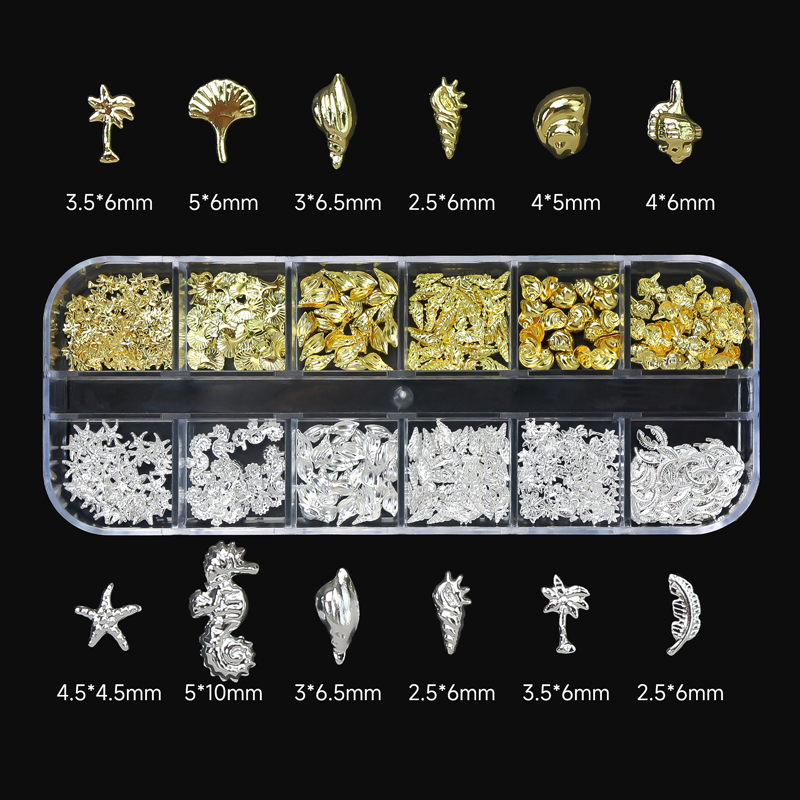 12Grids Gold/Silver 3D Nail Ar - đánh giá và giá Y2K Tech Accessories