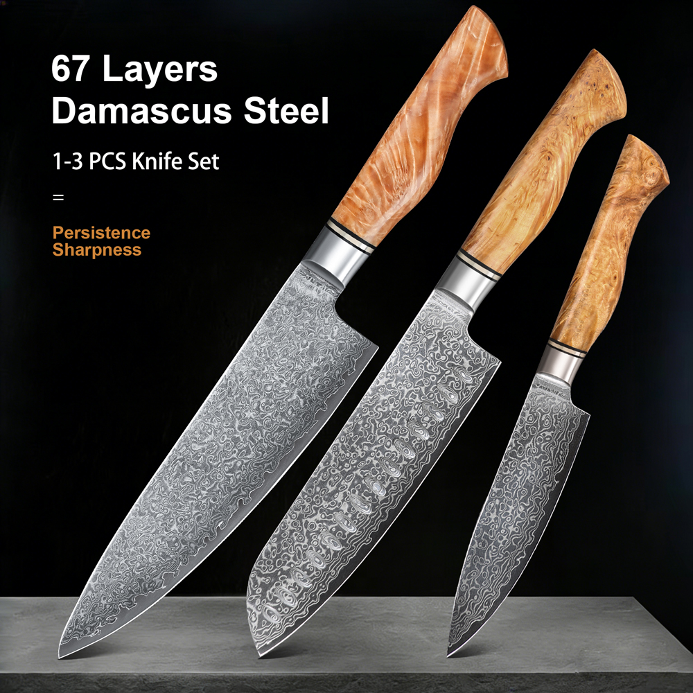 1-3PCS Knife Sets 67 Layer Dam - đánh giá và giá High Tech Kitchen Accessories