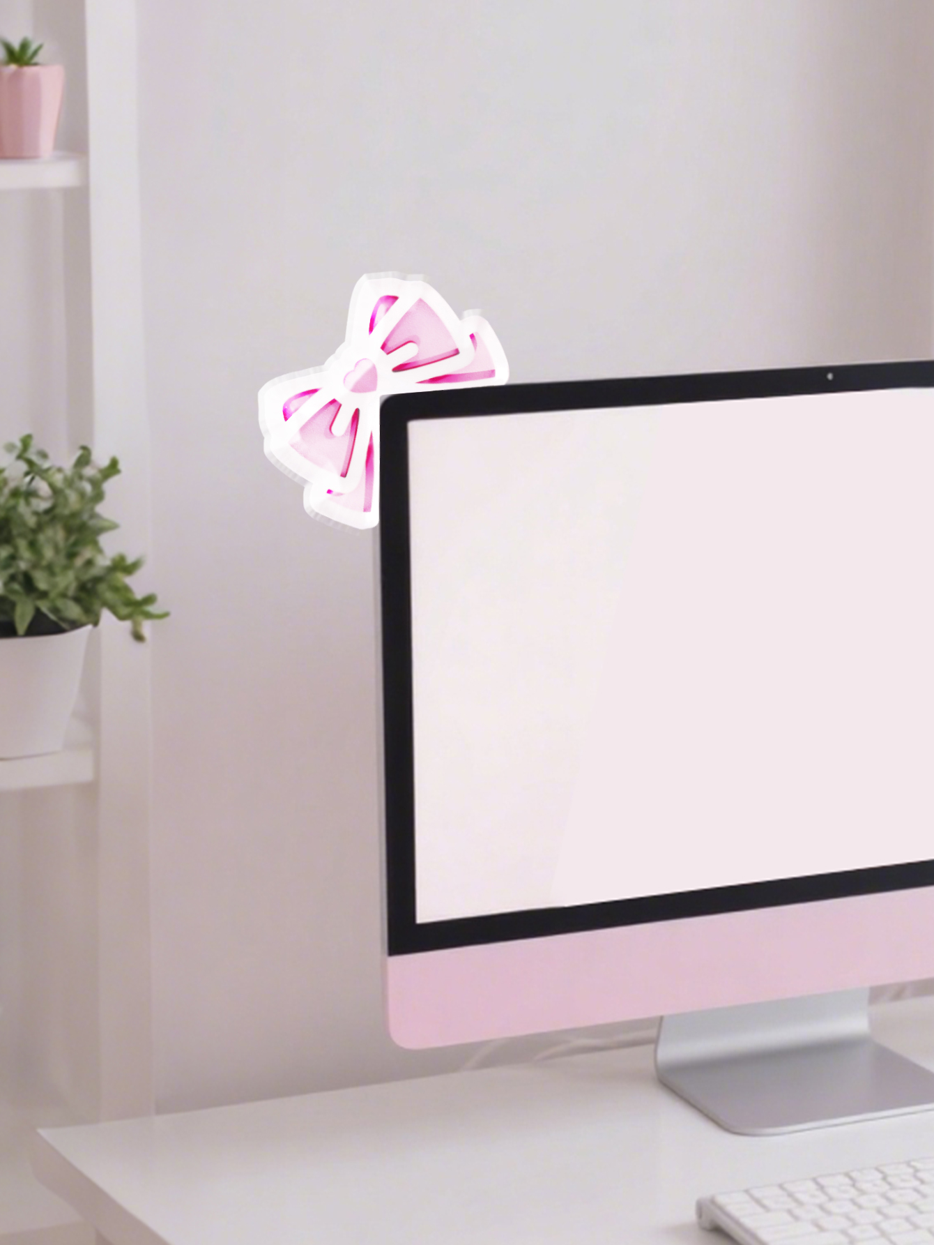 Kawaii Bow Monitor Decor Pink  - đánh giá và giá Tech Desktop Accessories