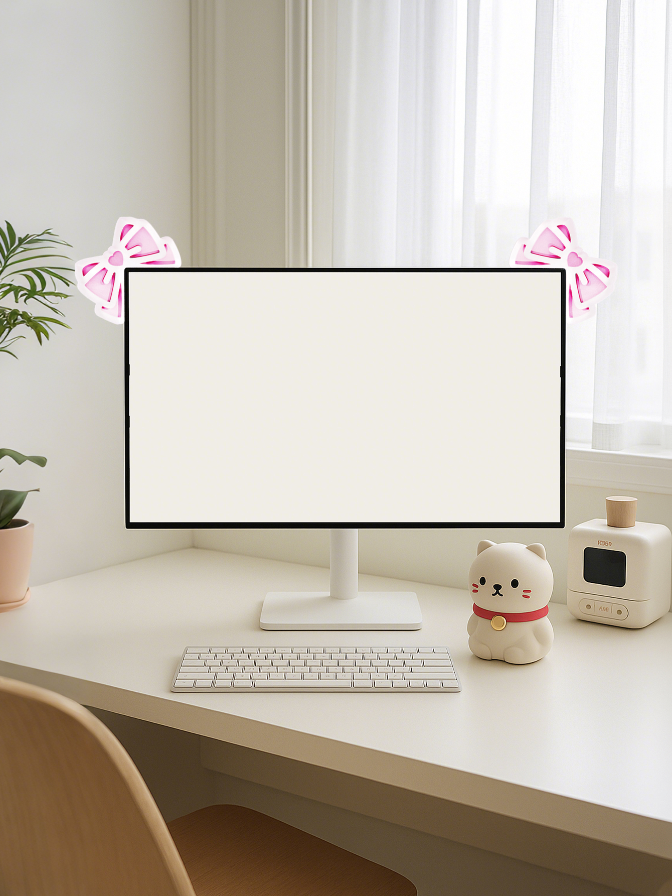Kawaii Bow Monitor Decor Pink  - đánh giá và giá Tech Desktop Accessories